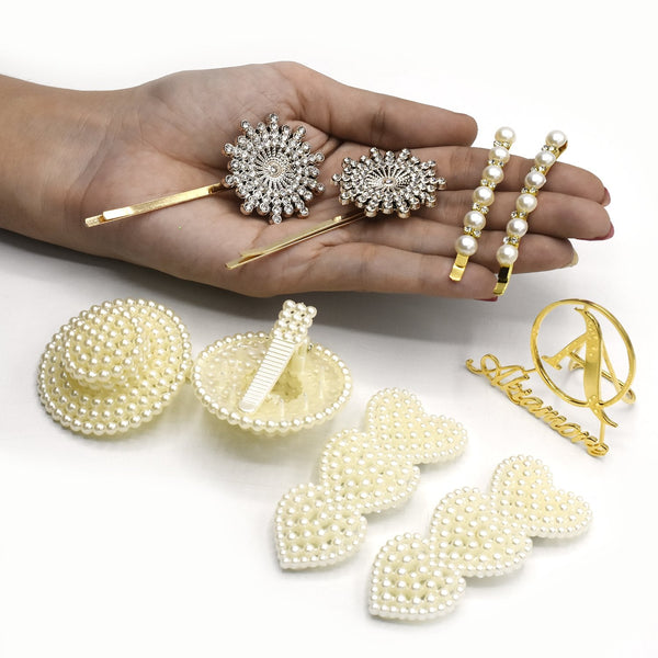 Pearls Hair Clips Pin for Women Fashion Geometric Flower Barrettes Headwear Girls Sweet Hairpins Hair Accessorie