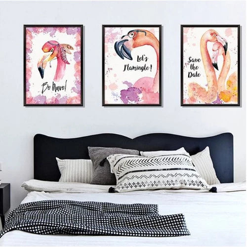 XL8323 Pink Flamingo Frame - Stiker Dinding / Wall Sticker di etoshop | Tokopedia