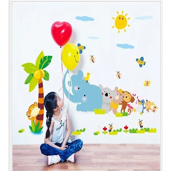 Baby monkey elephant wall decal for kids AY7261