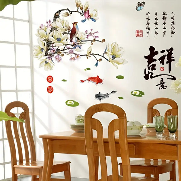 Removable Chinese Style Wall Sticker Magpie Plum Blossom Living Room