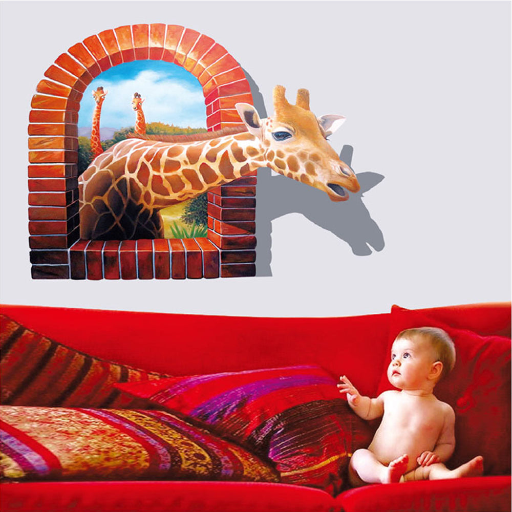 AY9256 3D Wall Stickers Creative Giraffe Wall Sticker For Kids Room.