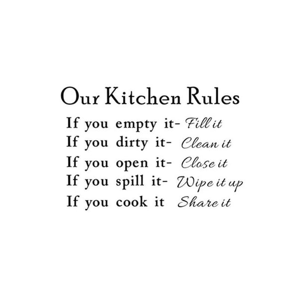 Our Kitchen Rules Cook Words Quote Wall Stickers Art Decals Home Decor NEW Room Decoration Accessories Kitchen Wall Stickers  DZ007  Size:40*60cm