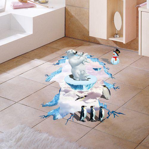 XL8127 creative 3D polar bear Penguin 3D living room bedroom environment decoration sticker can remove wall stickers  size 60x90 8xl8127w4k-1