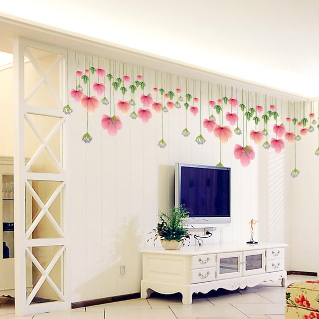 China Supplier Removable Beautiful Flower Vinyl Wall Paper Sticker For Room Decoration