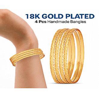 Milano 18K Gold Plated 4 Pcs Handmade Multi Design Bangles bl24gde1i-1