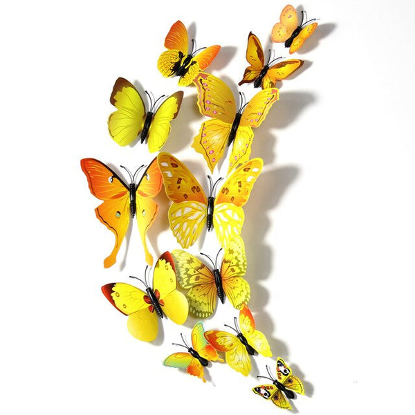 12 Pcs Butterfly Wall Stickers Decoration Magnet Butterflies on the wall DIY Wallpaper 3D PVC