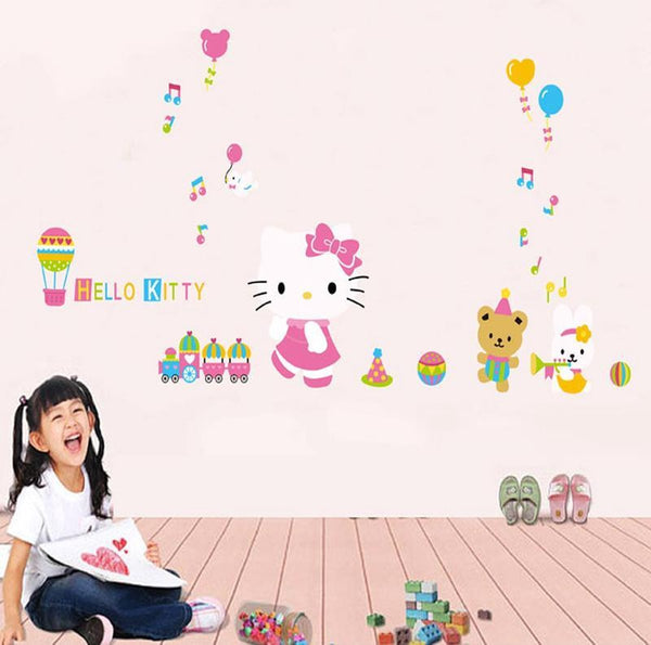 Crystal Kids Hello Kitty Children's Room Decoration Gift Wall Decor Self-Adhesive PVC Wall Sticker size 60x90 xl8027