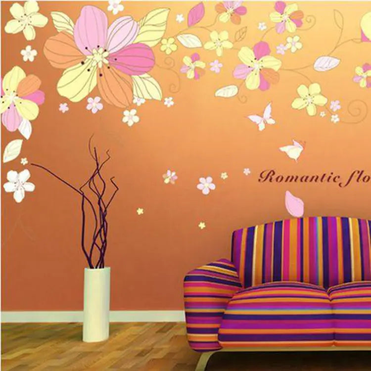 wall sticker PVC material decoration Home Furnishing Romantic flowers wall sticker