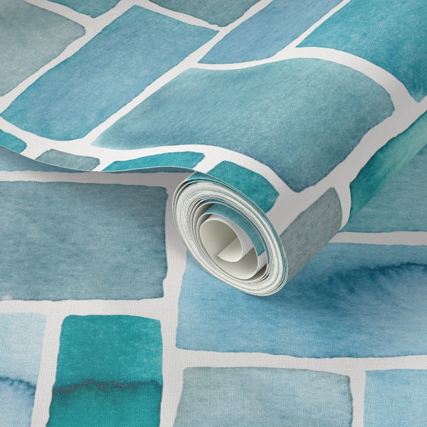Blue Marble Brick Wall Tiles – Decorative 3D Peel & Stick Wallpaper for Home & Office Walls (45 x 845 cm), (332 inche x 18 inche)