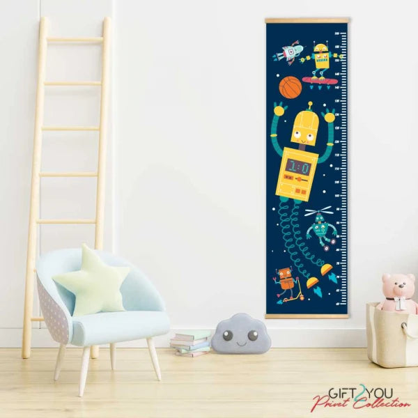 Robot & Spaceship Kids Height Chart –Height measuring wall sticker with cartoon graphic for children