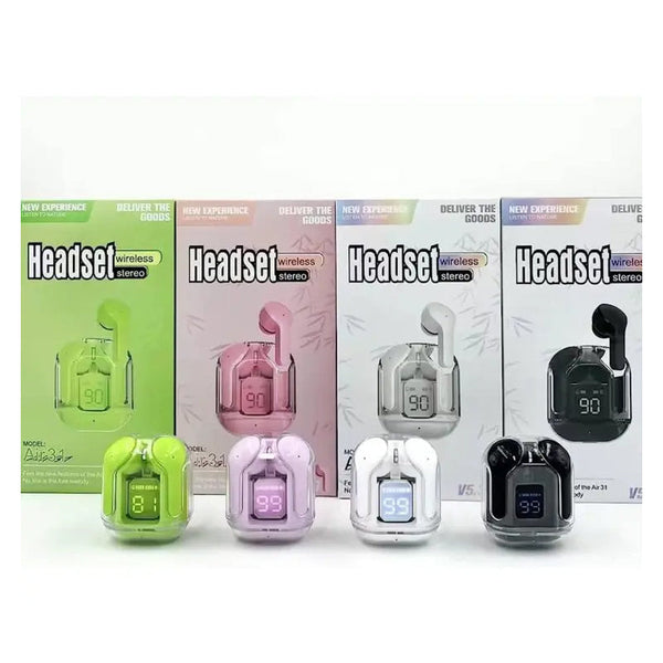 Air31 Earbuds Wireless Crystal Transparent Bluetooth 5.3 Air 31 Ear Buds Wireless Headset