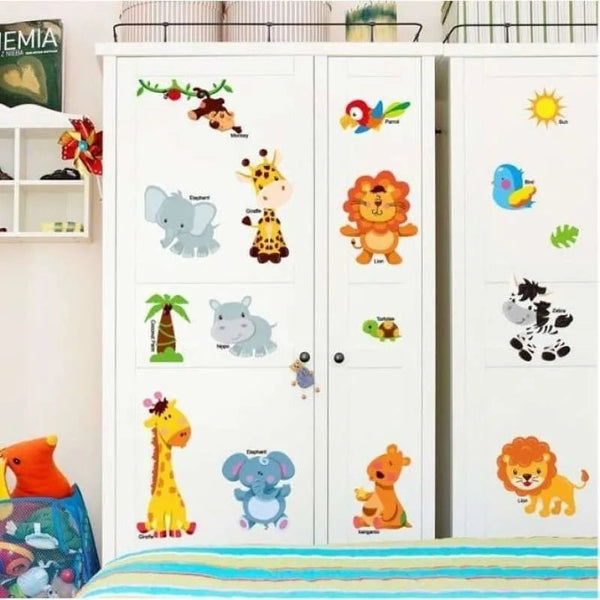 SAMHEZ SK9267 CUTE ANIMAL WITH NAME 60X90 WALLSTICKER STIKER DINDING WALLPAPER WALSTICKER