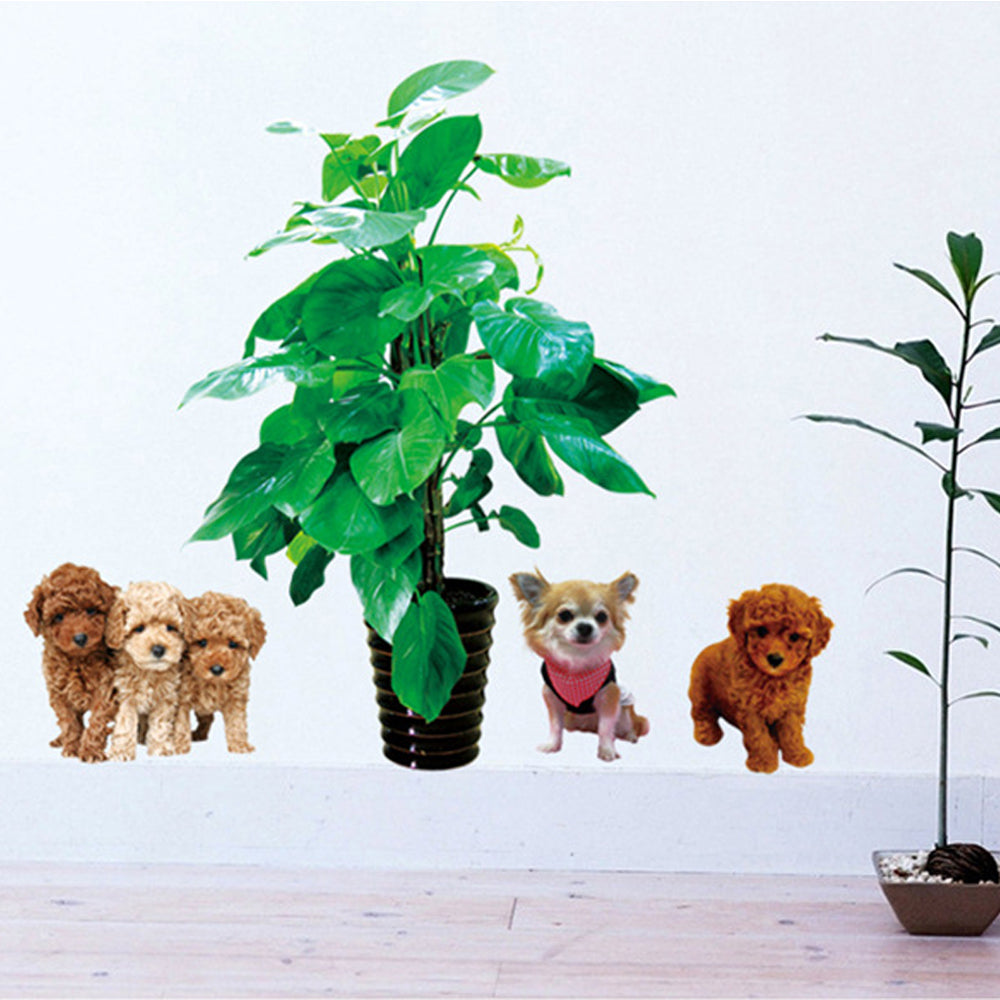 Fun Plant Pot Ball Flower Basket Fence Dog Tree Wall Sticker Ay7112