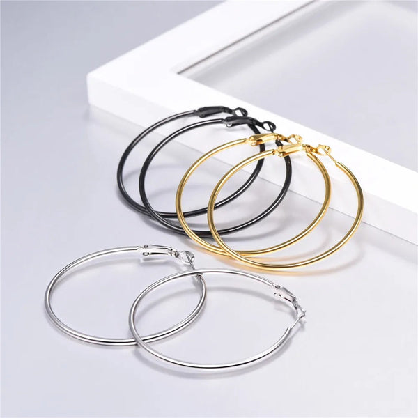 Pack of 3 Different colour black golden silver Hoop Earring  egfrmic2f-8