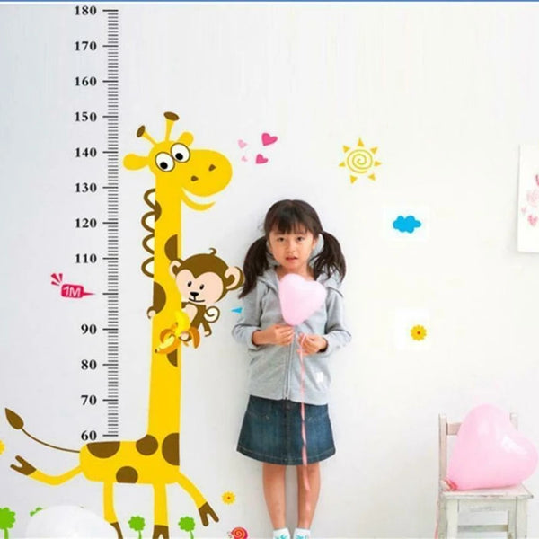 PVC Children Height Growth Chart Measure Wall Sticker Kids Room Decor Animal Decal