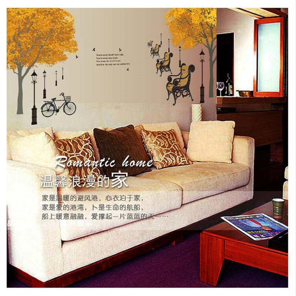 Park Roadside Tree, Chair, Street Lamp Decoration Stickers DF5073size60x90