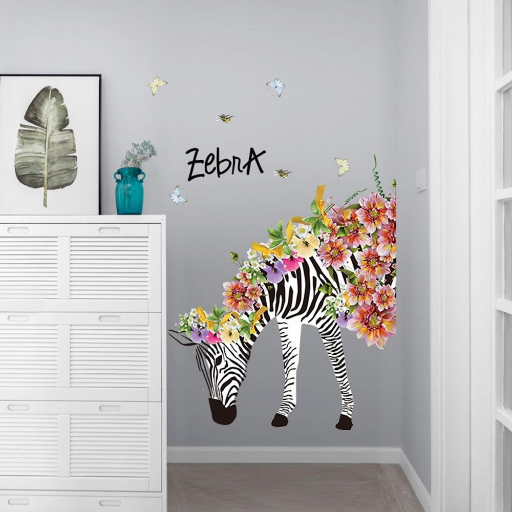 Wall Sticker SK9285-Flower and Zebra 60X90