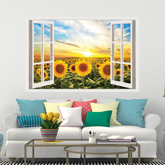 IMPRESSIVE 3D WINDOW WALL DECALS, REMOVABLE WALL STICKERS, WALL DECOR size 60x90  xh0996c