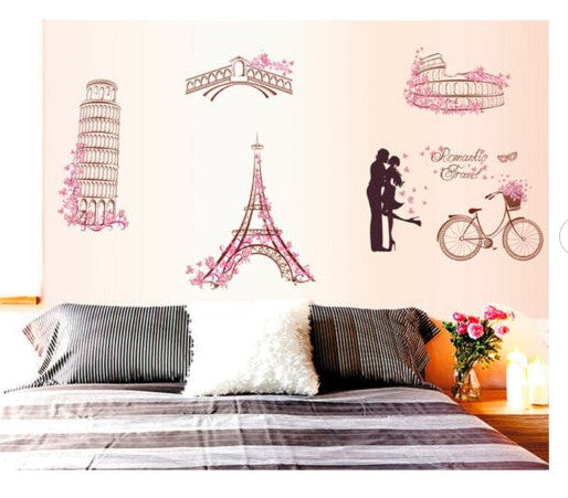 Eiffel Tower Wall Sticker Love Romance Wall Sticker For Home Decor.
