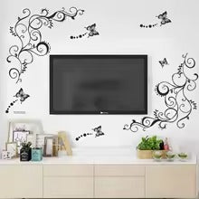 Black and white butterfly pattern art bedroom porch commercial wall background beautification decorative wall stickers wallpaper