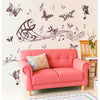 Musical Butterfly Wall Sticker Black Music Notes Wall Paper PV Home Wall Art Decor Self