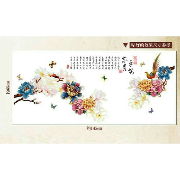 Wallsticker Wall Sticker Stiker Dinding Peony Flower SK9136 Wallstiker Dekorasi Hiasan Kamar Murah