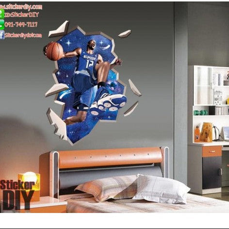 3D Basketball Player Wall Sticker  size 60x90 ay8004