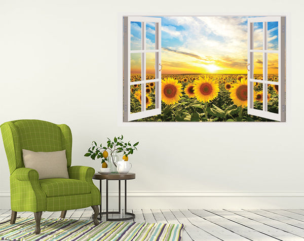 IMPRESSIVE 3D WINDOW WALL DECALS, REMOVABLE WALL STICKERS, WALL DECOR size 60x90  xh0996c