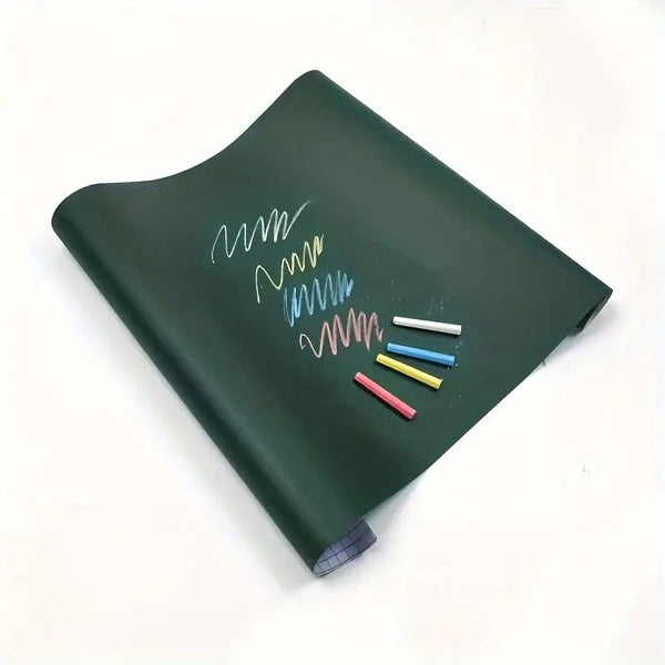 Reusable Self-Adhesive Chalkboard Wall Decal - Easy Erase, Durable PE Material for Home & Office Use, Black/Green -size:1.35feet wide x6 feet long 45x200cm