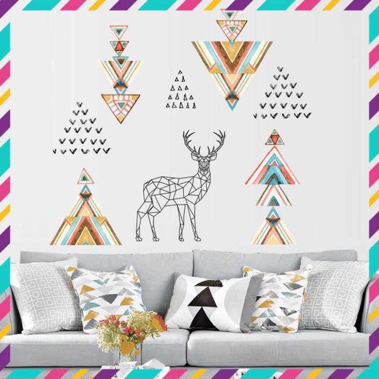 Wall decal with deer decorative stickers and artistic shapes JM7332 Zooyoo