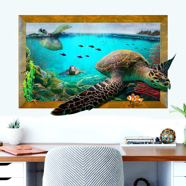 Creative 3D Animal Sea Turtle Wall Stickers Home Decor Living Room Room Sticker Decal Kids Wallpaper xh9265