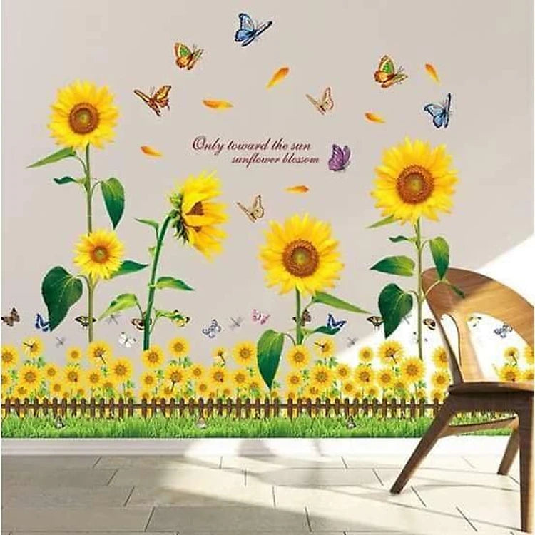 LM868 Sunflower butterfly Wall Stickers Wall Decals