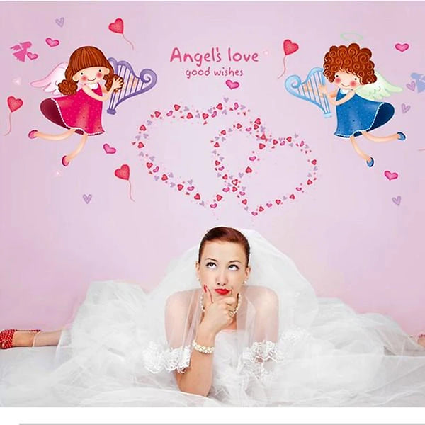 Decorative wall decal love angel and romantic heart XH4152