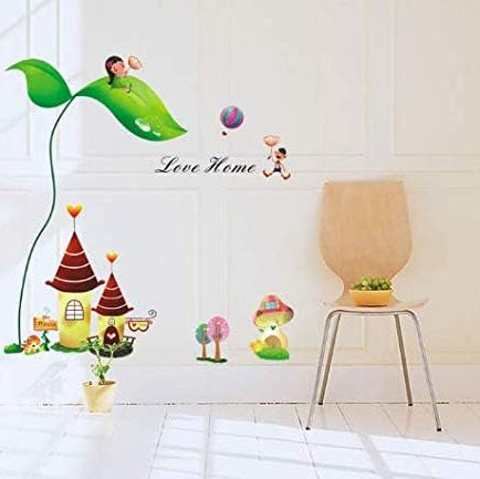 Happy Girl With Castle Cartoon Sticker Bedroom Living Room Dorm TV Sofa Background Decoration Sticker size 60x90  ay1905