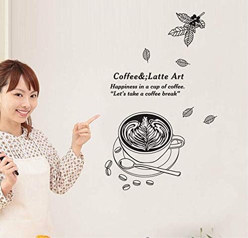 Removable Cafe Latte Coffee Beans Waterproof Wall Stickers For Kids Room size 60x90