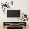 Removable Black Flowers and Flower Vines Wall Decals DIY Home Art Decor Decorative Wall Sticker