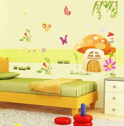 Cartoon Mushroom House Wall Stickers for Living Room Decoration size 60x 90  df5087