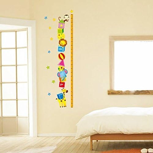 Home Find Height Measurement Wall Stickers Baby Growth Chart Cartoon Animal Acrobat Monkey Children Decals Vinyl Removable Kids Nursery Room Home Decoration 15.7 inches x 51.2 inches