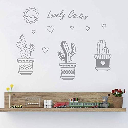 Lovely Sunflower Cactus Pot Plants Pastoral Style Wall Stickers Wall Decal size 60x90 jm8215