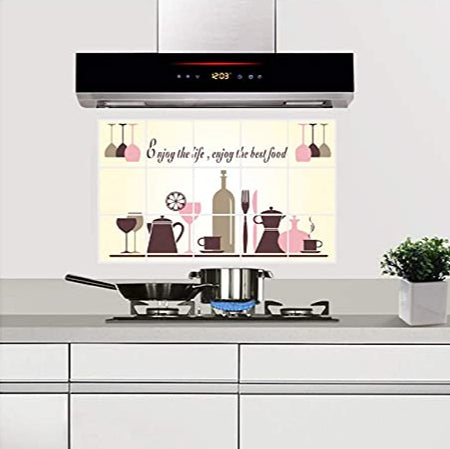 JAAMSO ROYALS Kitchen Cookery Set Design Wall Tiles Stickers Waterproof, Stickers for Wall, Wall-Sticker for Home, Tiles Wall Stickers