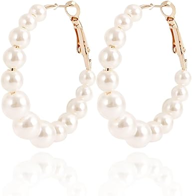 Pearl Hoop Earringd Baroque Style Large Circle Earring Women Girls Birthday Party Jewelry