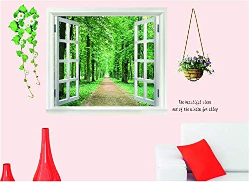 False Window Scenery 3d Wall Sticker Home Decor Green Forest Wall Decal For Living Room Wallpaper