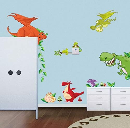 Cartoon Dinosaur World Self-Adhesive Paper Wardrobe Animal Children Room Decorative Wall Stickers-