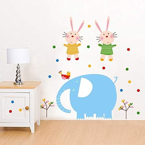Ncs0035 Cartoon elephant and rabbit wall stickers, suitable for living room bedroom kids room