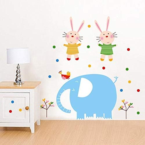 Ncs0035 Cartoon elephant and rabbit wall stickers, suitable for living room bedroom kids room