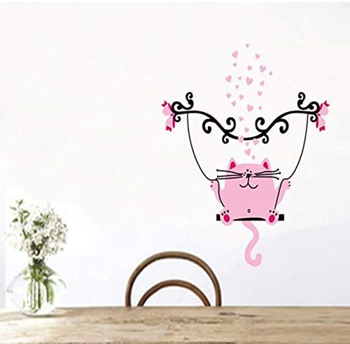 Jm8245 Cute pink cat wall sticker Premium Waterproof Vinyl Decal Stickers for Laptop Car Window Bumper Mug Tuber Cup Door Wall Decoration ,