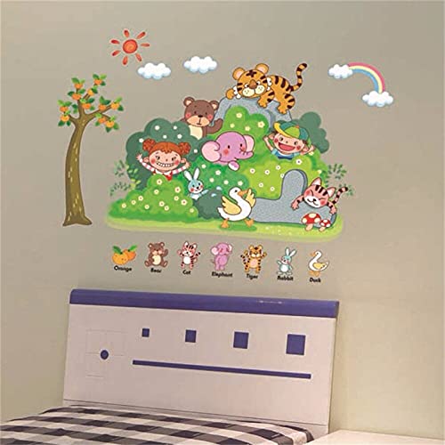 JAAMSO Royals Combo Pack of 2 Style Wall Sticker | Tiger Bear Cat Cartoon Design (60 CM X 45 CM) | Winnie The Pooh Design (70 CM X 50 CM) | Vinyl Home Décor Wall Sticker