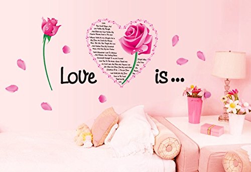Oren Empower Pink Rose Plant Medium Size Wall Sticker (Wall Covering Area - 55 cm X 150 cm)