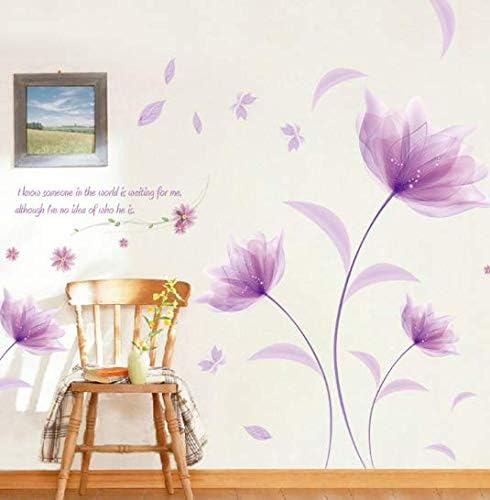 decorative wall Purple Flowers In The Wind Wall Decoration DIY Wall Sticker Muurstickers Home Decor Bedroom Background Decoration Stickers ee