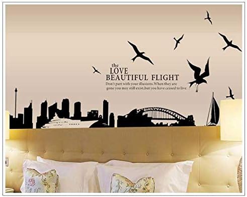 DIY Removable City Silhouette Wall Stickers For Living Room Bedroom Study Room Home Decor - Beautiful Flight Of Sydney